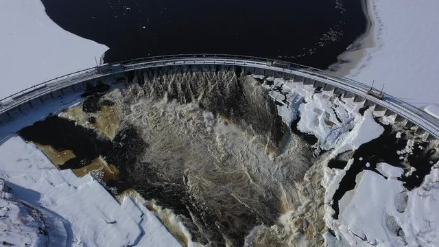 Aerial view of Hydro Electric dam in Canada - Clean energy renewable resources