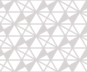 Subtle vector geometric seamless pattern with triangles, rhombuses, grid, net
