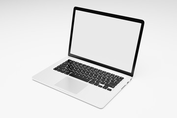 Laptop computer with blank white screen isolate on white background. screen mockup template