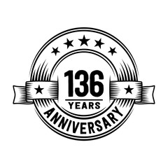 136 years anniversary celebration logotype. Vector and illustration.