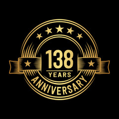 138 years anniversary celebration logotype. Vector and illustration.