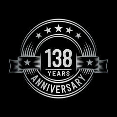 138 years anniversary celebration logotype. Vector and illustration.