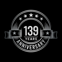 139 years anniversary celebration logotype. Vector and illustration.