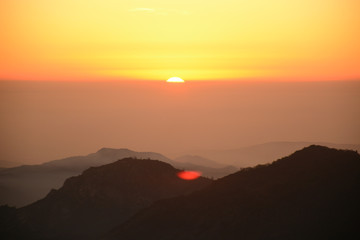 Beautiful view from the top of Moro Rock during the sunset in Sequoia National Park, CA, USA