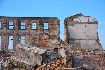Destruction brought about by a strong earthquake.