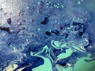 Beautiful abstract acrylic fluid blue and white background.