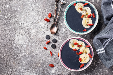 Black charcoal smoothie with goji