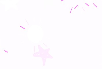 Light Pink, Blue vector backdrop with bright stars, suns.