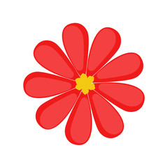 Flower is red color. Flower icon. Petals. Nature. White background. Vector illustration. EPS 10.