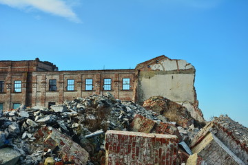 Destruction brought about by a strong earthquake.