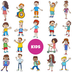 children and teens comic characters large set