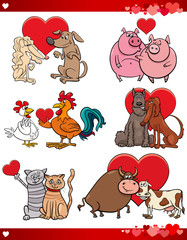 valentine cartoon illustration love set with animals