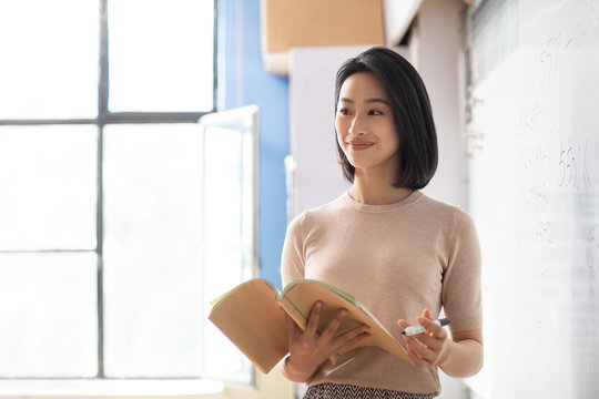 Young teacher teaching a class