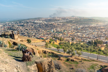 Panorama of Fes city in Morocco.