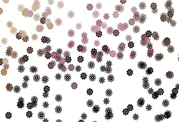 Light Pink, Yellow vector layout with bright snowflakes.