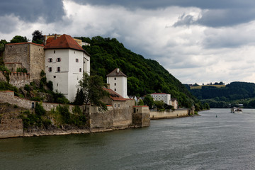 Fototapeta na wymiar Old weir wall in Passau, Germany