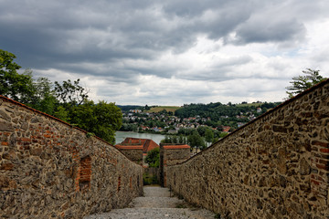 Fototapeta na wymiar Old weir wall in Passau, Germany