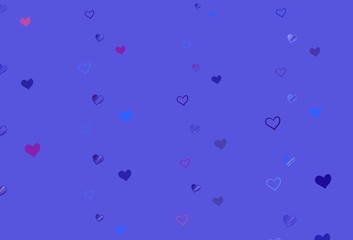 Light Blue, Red vector backdrop with sweet hearts.