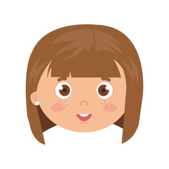 head of girl smiling on white background