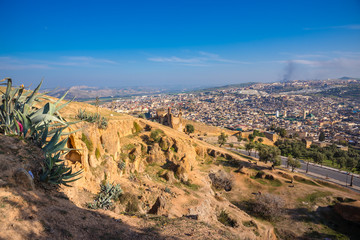 Panorama of Fes city in Morocco.