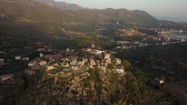 Aerial Drone Shot of Himare Albania Buildings and Architecture 
