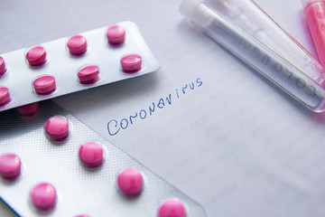 Test tube with coronavirus, a new virus spreads in 2019 and 2020.