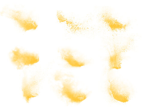 Beautiful set of yellow powder splash brushes
