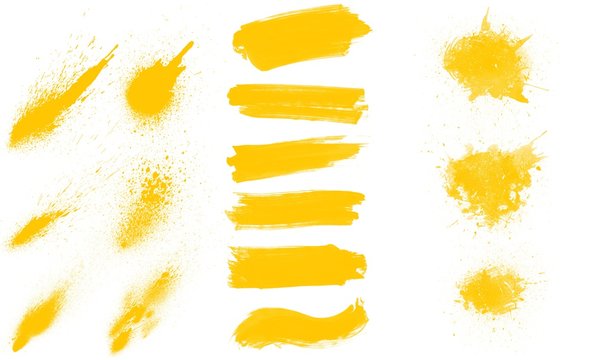Beautiful set of yellow paint brushes