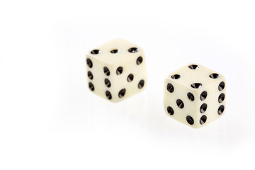 Two gaming dice isolated on white background