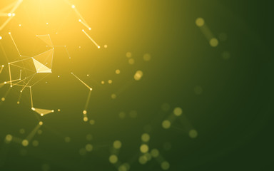 Fototapeta premium Abstract background. Molecules technology with polygonal shapes, connecting dots and lines. Connection structure. Big data visualization.