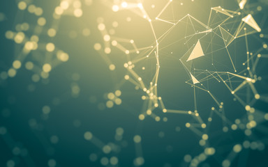 Abstract background. Molecules technology with polygonal shapes, connecting dots and lines....