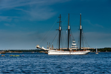 Fototapeta na wymiar Tall Ship anchored in the St. Lawrence River