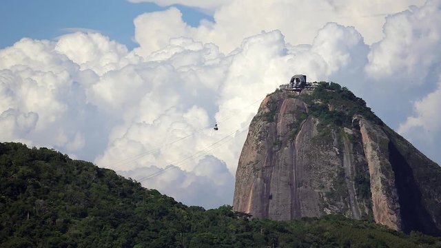 Cable car at Sugar Loaf Mountain (Pao de Acucar), Rio de Janeiro, Brazil, South America - 4K time lapse