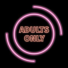 adults only glowing circle for outdoor business advertising neon sign billboard. vector illustration