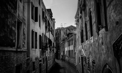 Canals of Venice in black and white