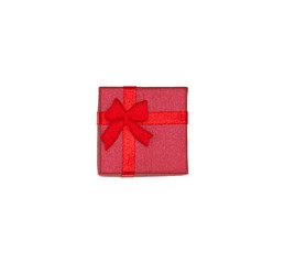Elegant gift box for a present isolated on white background in selective focus