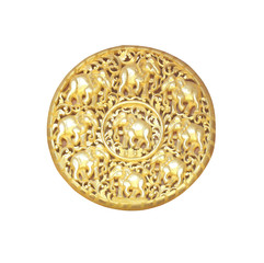 Pattern of wood carved for decoration isolated on white background
