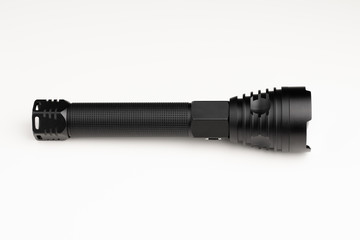 black pocket flashlight, white background