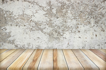Wooden floor on old concrete background.