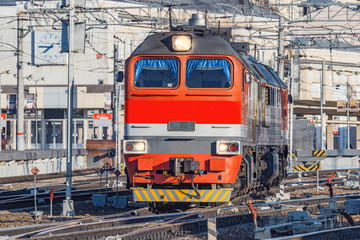 Obraz premium Departure of the diesel locomotive.