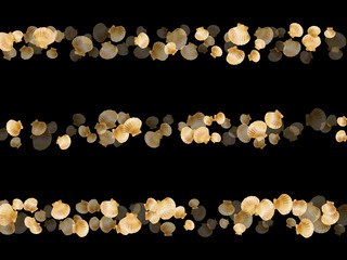 Gold seashells isolated, pearl bivalved mollusks