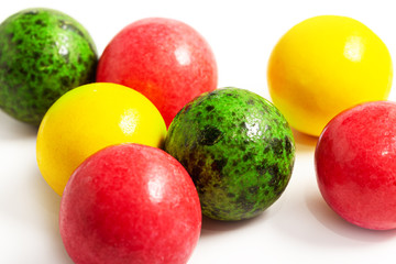 sugar candy balls yellow, red