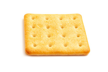 Salty cracker biscuit isolated on white background