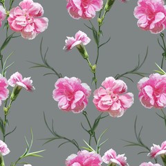 Carnation flower seamless pattern vector illustration