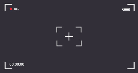 camera screen viewfinder frame and focus rec or recording online video live stream horizontal vector illustration