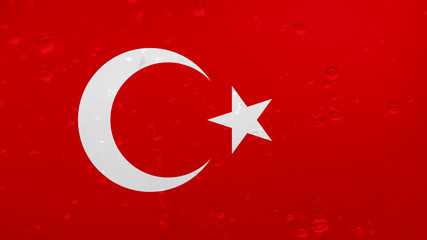 A Few Raindrops On Turkey Flag, Background Texture