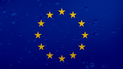 A Few Raindrops On EU Flag, Background Texture