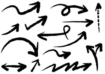 Set of Hand drawn vector arrows  doodle on white background.design element vector illustration.