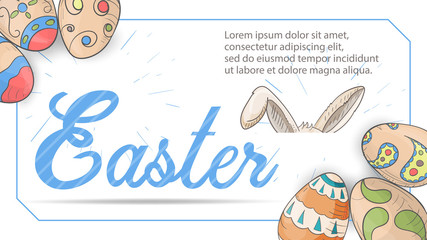 Easter banner for design design colored eggs