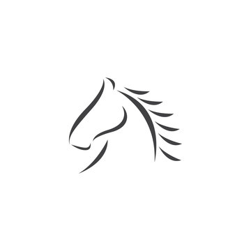 Simple Black Horse Head for Mascot Logo Template